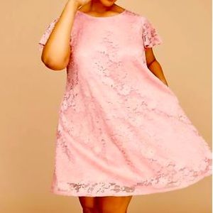 Lane Bryant flutter sleeve pink dress with pockets